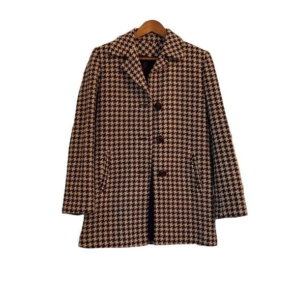 Women’s Wool Blend Tweed Jacket Coat Houndstooth Size 6 - Picture 9 of 9